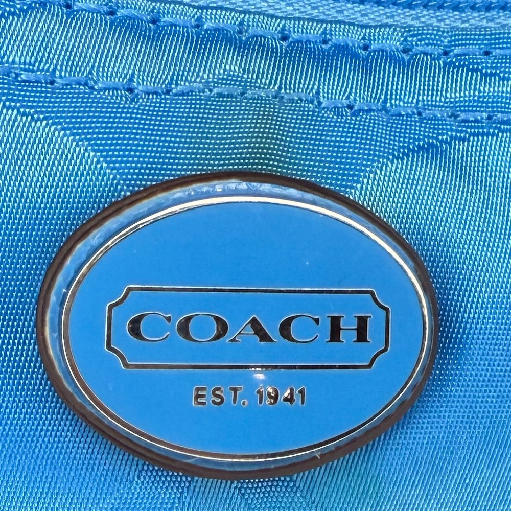 COACH GETAWAY SIGNATURE NYLON PACKABLE WEEKENDER BAG TOTE & POUCH BLUE F77321 - Picture 15 of 16